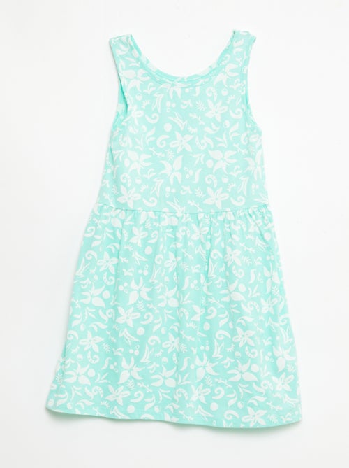 Vestido de malha leve alças finas com padrão integral em algodão - Kiabi