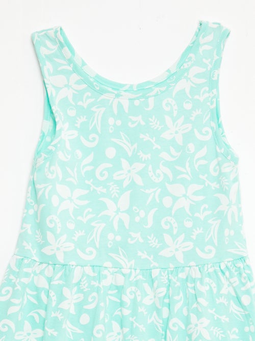 Vestido de malha leve alças finas com padrão integral em algodão - Kiabi