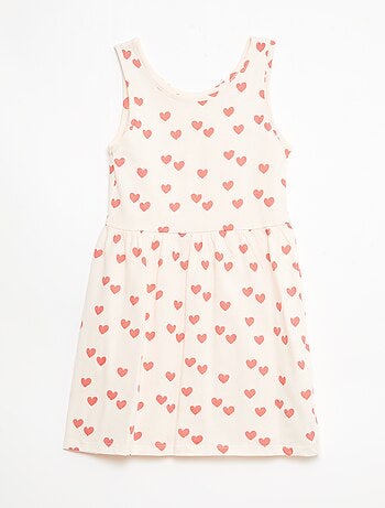 Vestido de malha leve alças finas com padrão integral em algodão