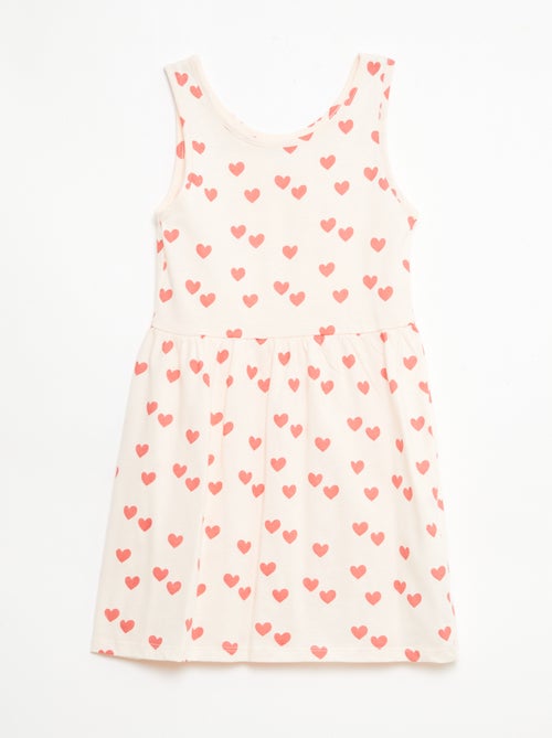 Vestido de malha leve alças finas com padrão integral em algodão - Kiabi