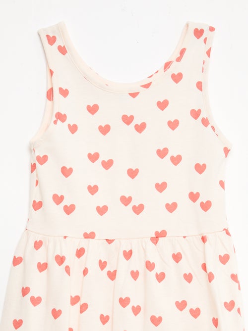 Vestido de malha leve alças finas com padrão integral em algodão - Kiabi