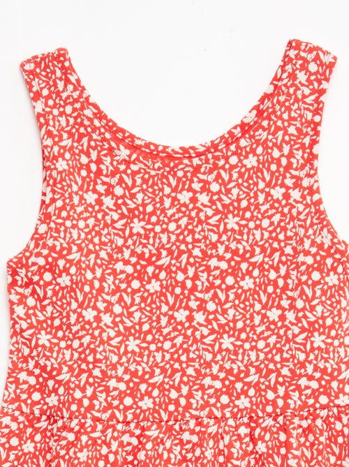 Vestido de malha leve alças finas com padrão integral em algodão - Kiabi