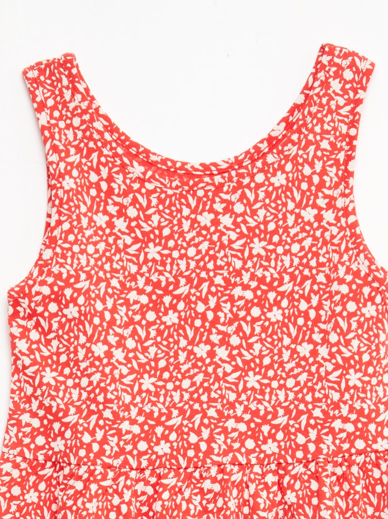 Vestido de malha leve alças finas com padrão integral em algodão Vermelho - Kiabi