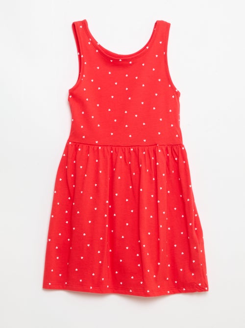 Vestido de malha leve alças finas com padrão integral em algodão - Kiabi