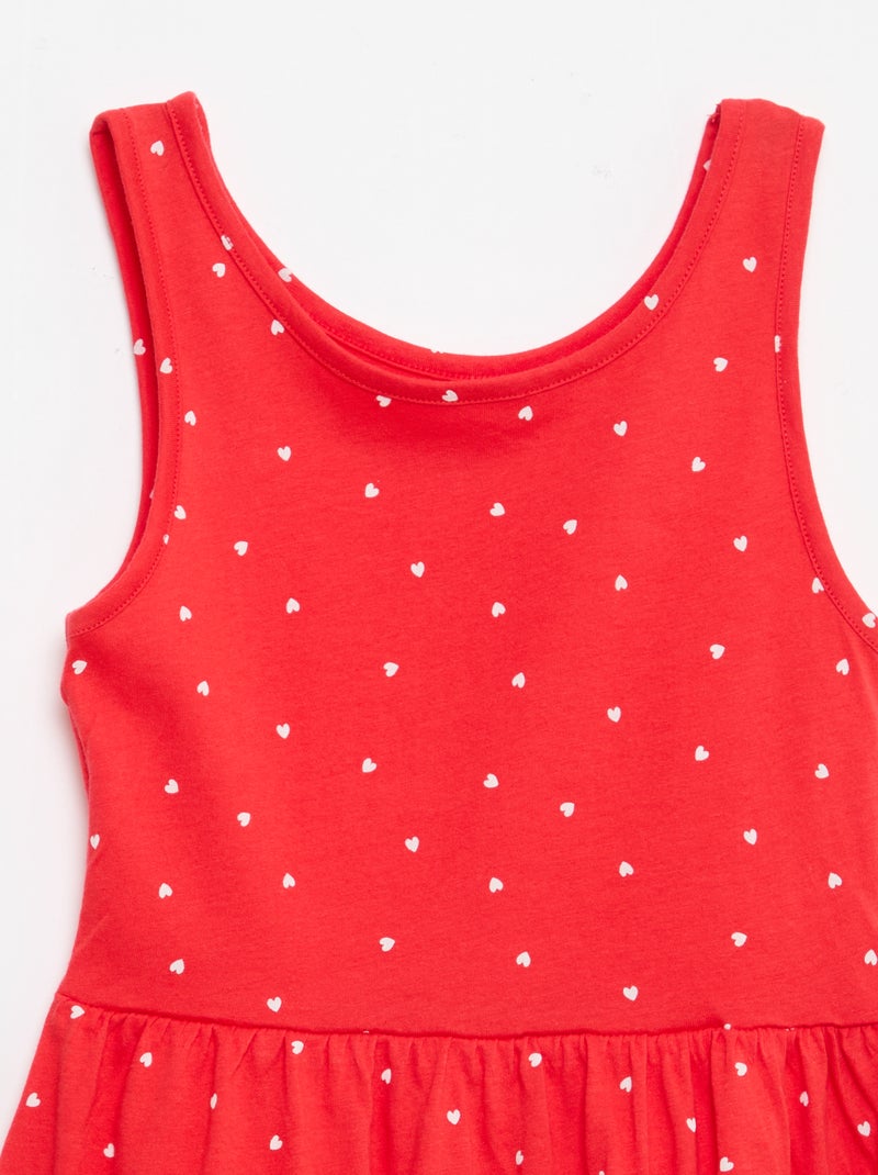 Vestido de malha leve alças finas com padrão integral em algodão Vermelho - Kiabi