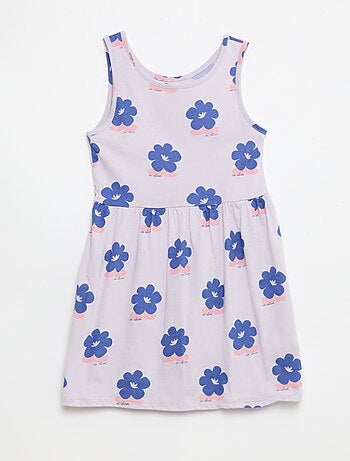Vestido de malha leve alças finas com padrão integral em algodão