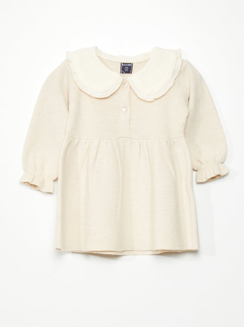 Vestido de malha leve com gola claudine - Kiabi