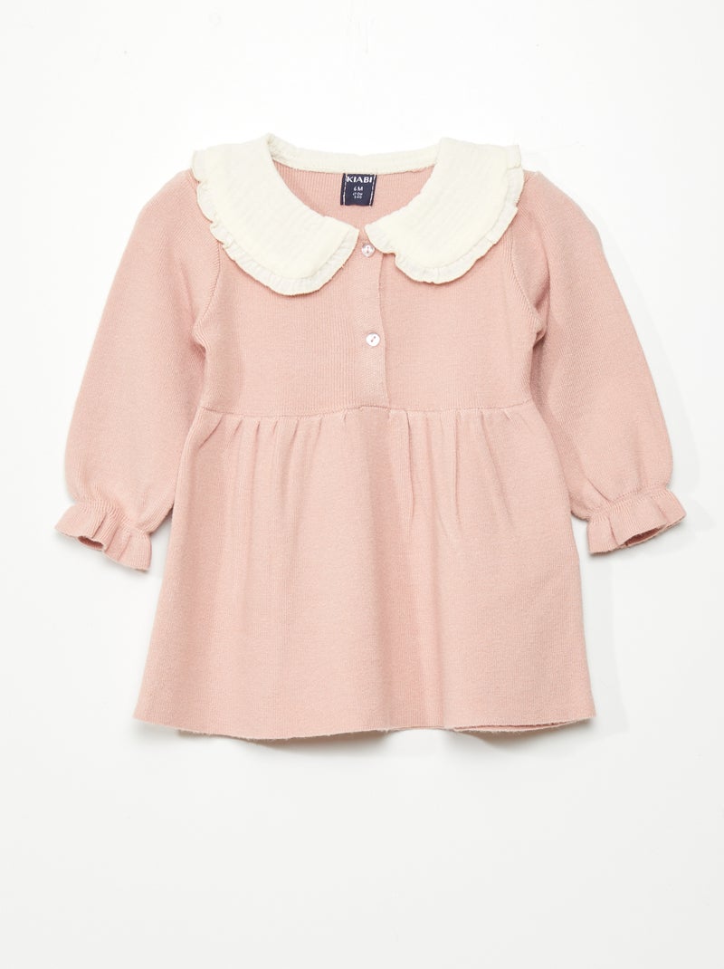 Vestido de malha leve com gola claudine VIOLETA - Kiabi