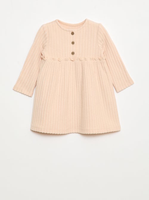 Vestido de malha macia com gola abotoada - Kiabi