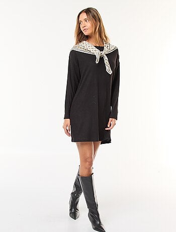 Vestido de malha macia com mangas compridas