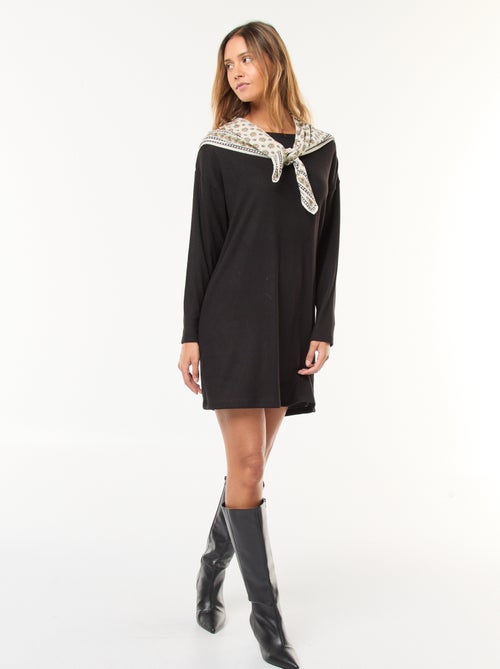 Vestido de malha macia com mangas compridas - Kiabi