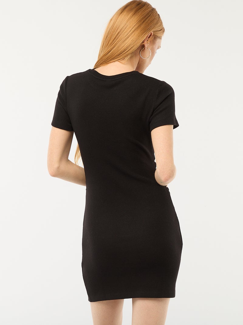 Vestido de malha macia liso Preto - Kiabi