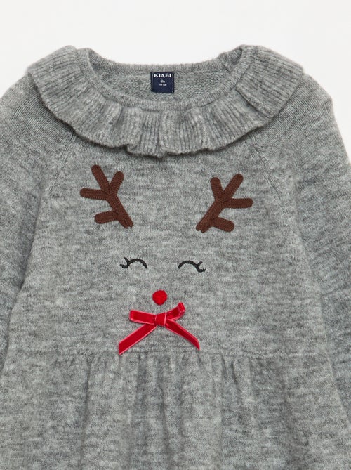 Vestido de malha macia 'Natal' com gola babete - Kiabi