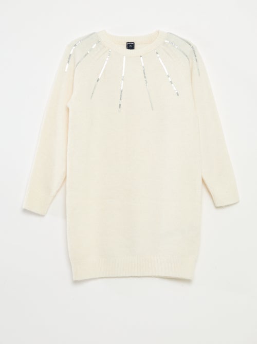 Vestido de malha midi com lantejoulas - Kiabi