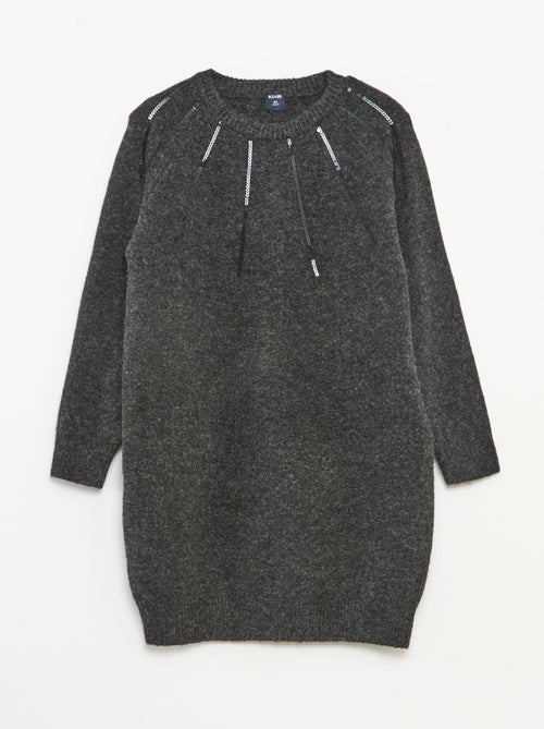 Vestido de malha midi com lantejoulas - Kiabi