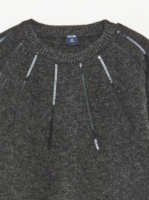 Vestido de malha midi com lantejoulas - Kiabi