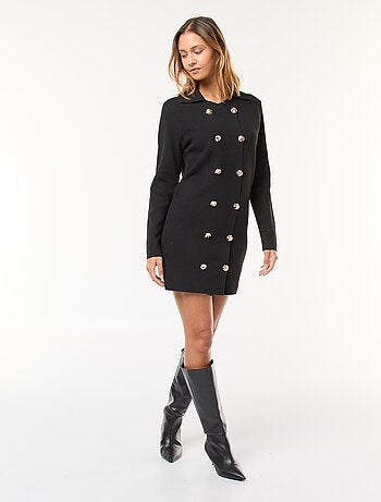 Vestido de malha otomana com abotoadura dupla