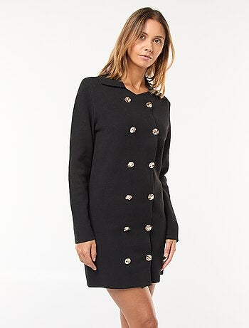 Vestido de malha otomana com abotoadura dupla