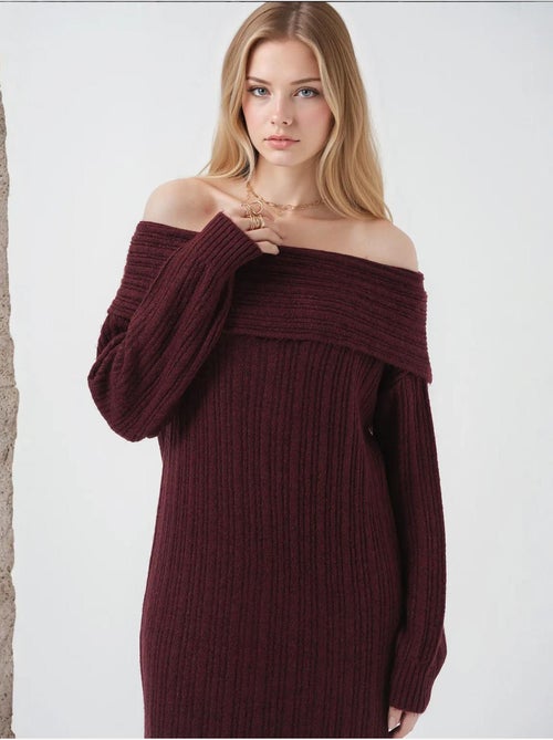 Vestido de malha oversized com ombros à mostra bdart - Kiabi Vestido de malha oversized com ombros à mostra bdart - Kiabi