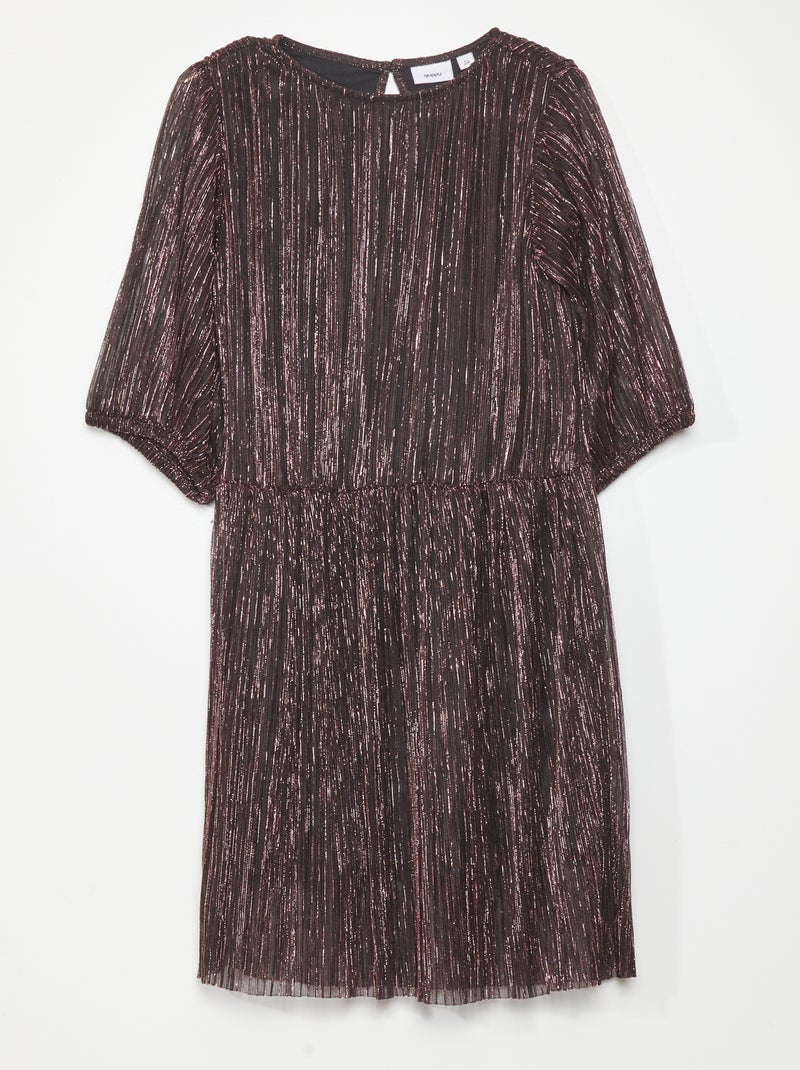 Vestido de malha plissada iridescente PRETO - Kiabi