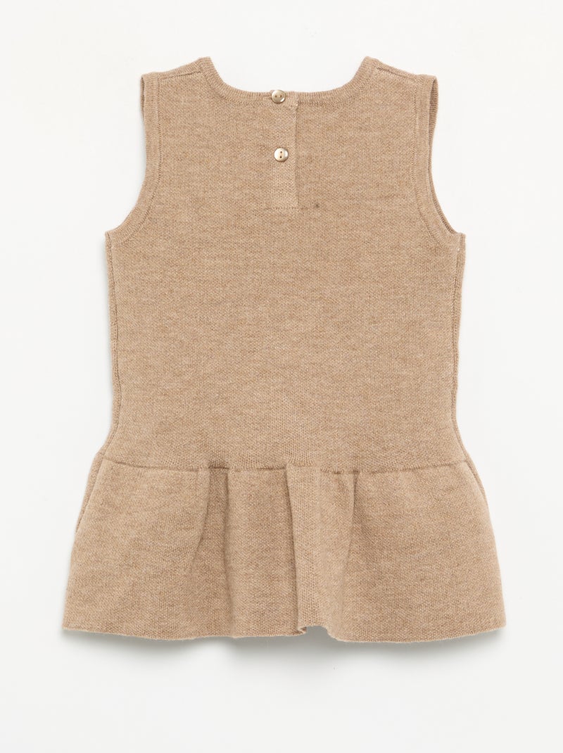 Vestido de malha sem mangas com laços Bege - Kiabi