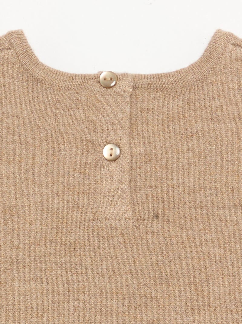 Vestido de malha sem mangas com laços Bege - Kiabi