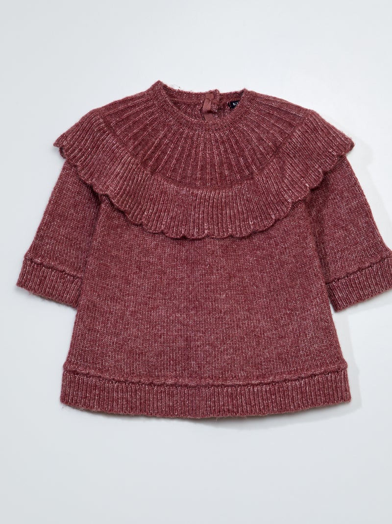 Vestido de malha tricô com gola fantasia ROSA - Kiabi