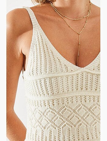 Vestido de malha vazada com alça fina lucci