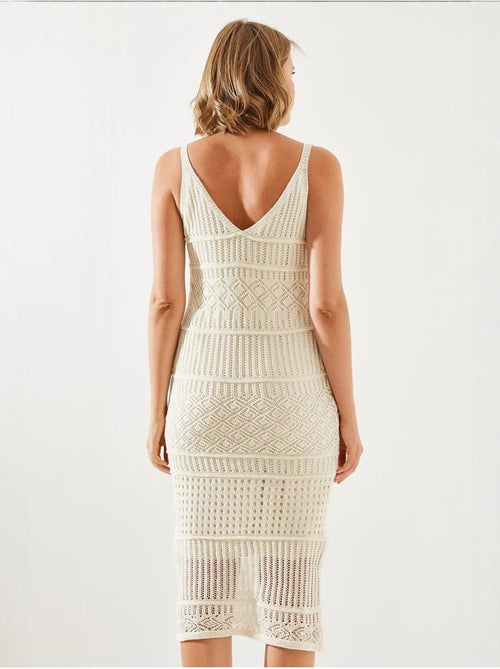 Vestido de malha vazada com alça fina lucci - Kiabi Vestido de malha vazada com alça fina lucci - Kiabi