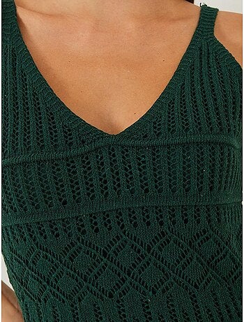Vestido de malha vazada com alça fina lucci