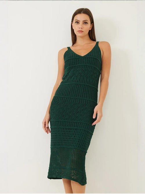 Vestido de malha vazada com alça fina lucci - Kiabi Vestido de malha vazada com alça fina lucci - Kiabi