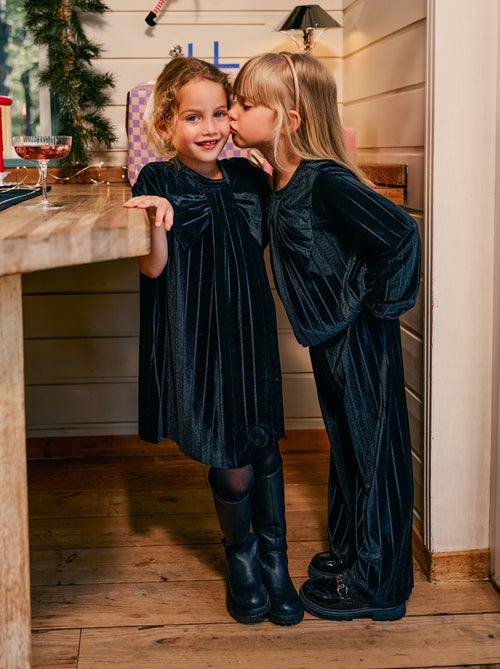 Vestido de malha velvet com laço grande - Kiabi