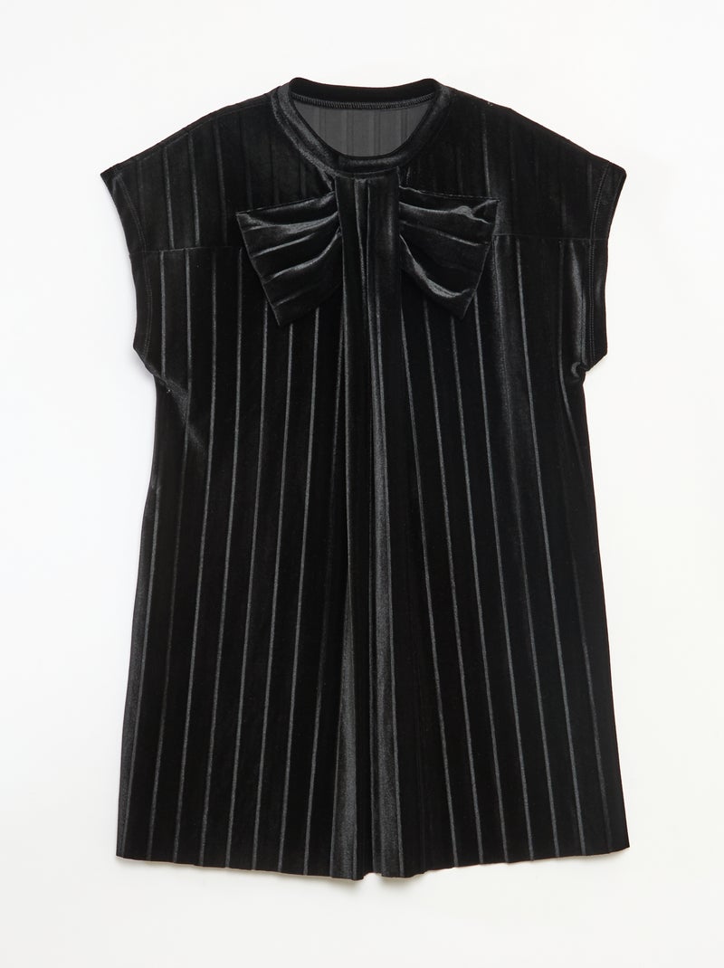 Vestido de malha velvet com laço grande Preto - Kiabi