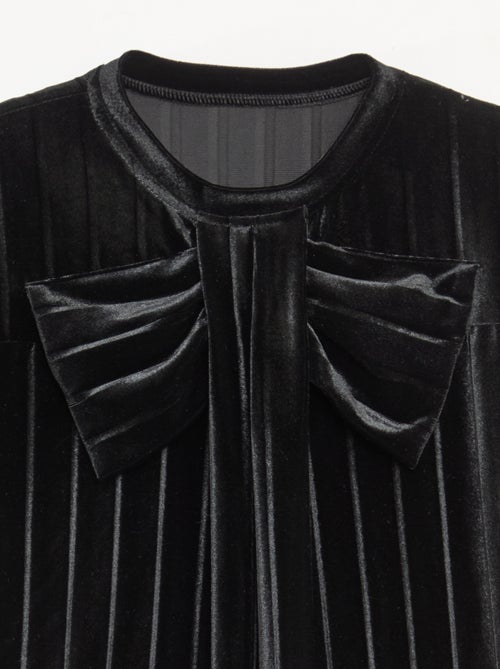 Vestido de malha velvet com laço grande - Kiabi