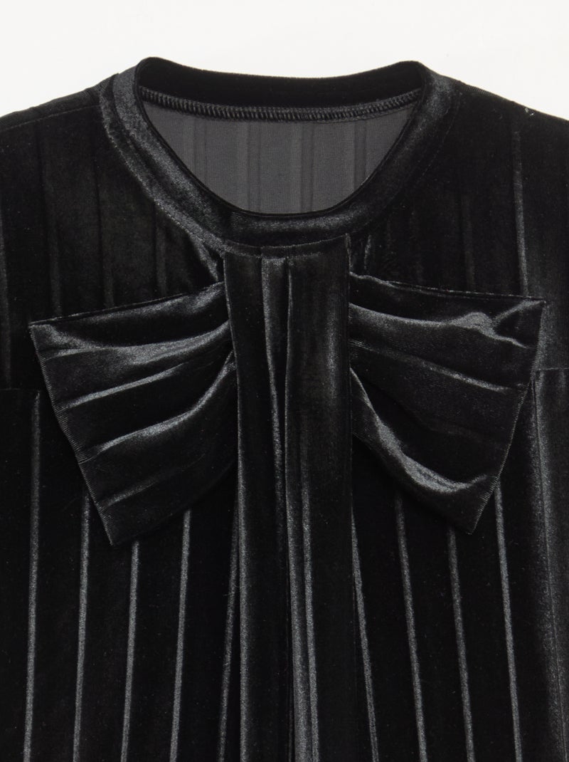 Vestido de malha velvet com laço grande Preto - Kiabi