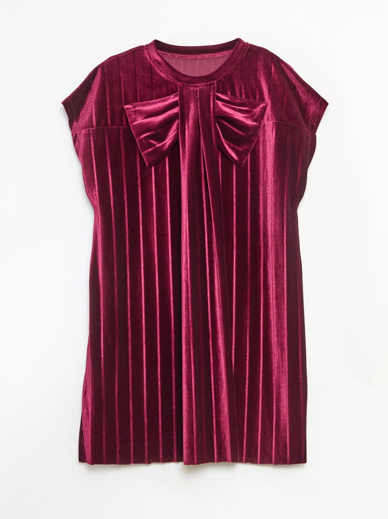 Vestido de malha velvet com laço grande Vermelho - Kiabi