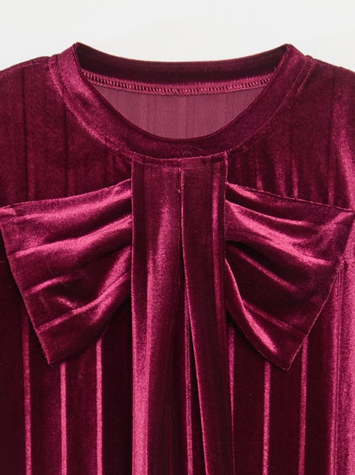Vestido de malha velvet com laço grande - Kiabi