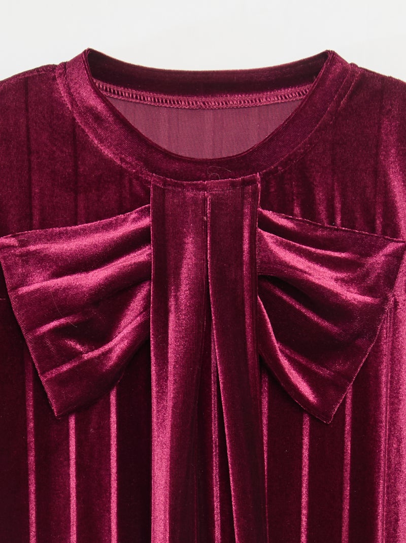 Vestido de malha velvet com laço grande Vermelho - Kiabi
