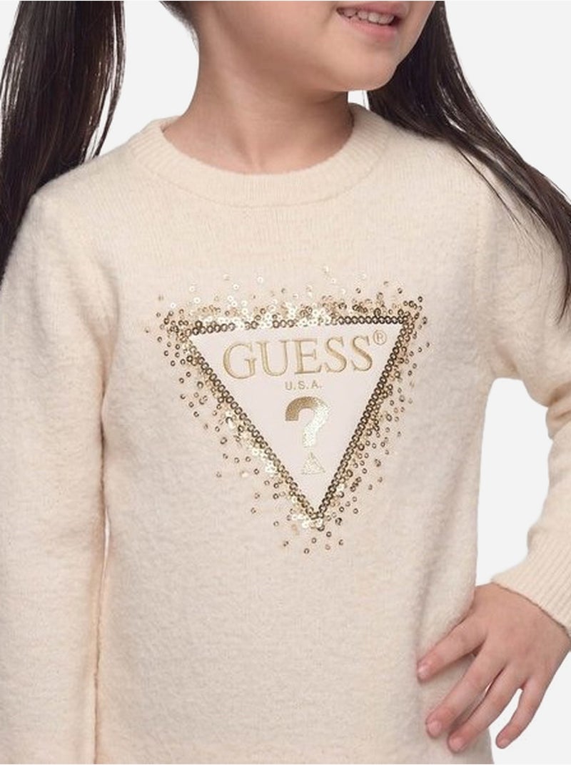 Vestido de manga comprida - guess kids Bege - Kiabi
