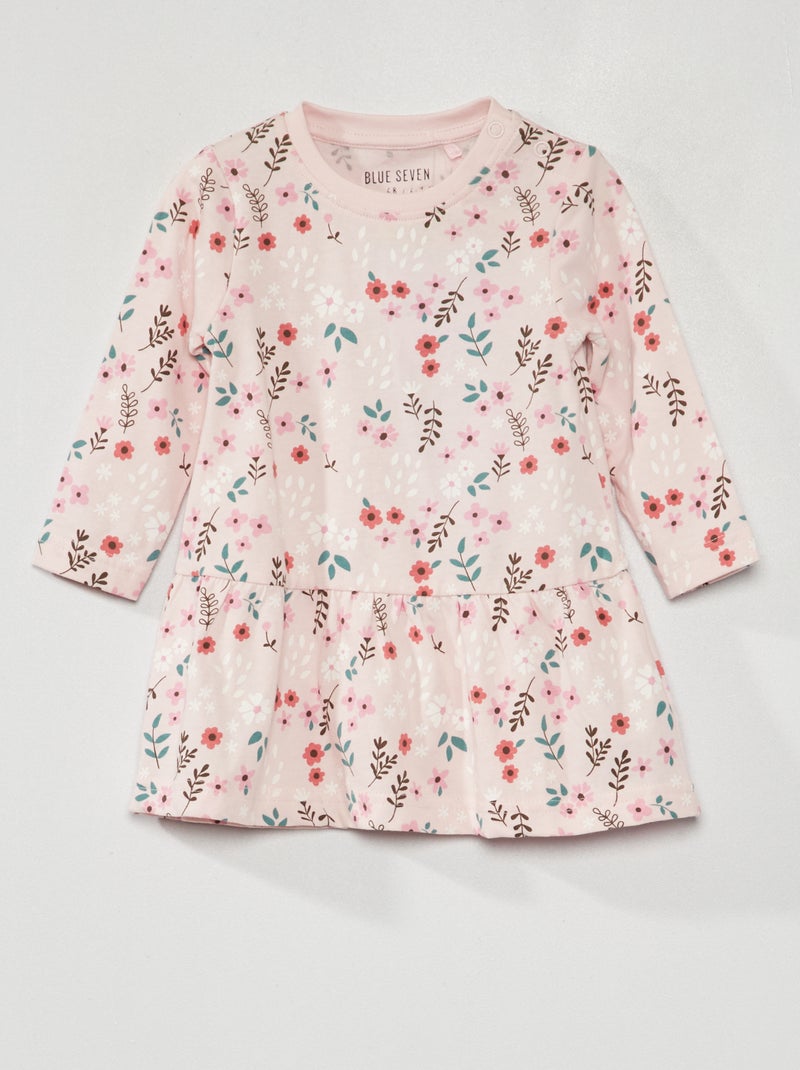 Vestido de manga comprida com estampado 'flores' ROSA - Kiabi