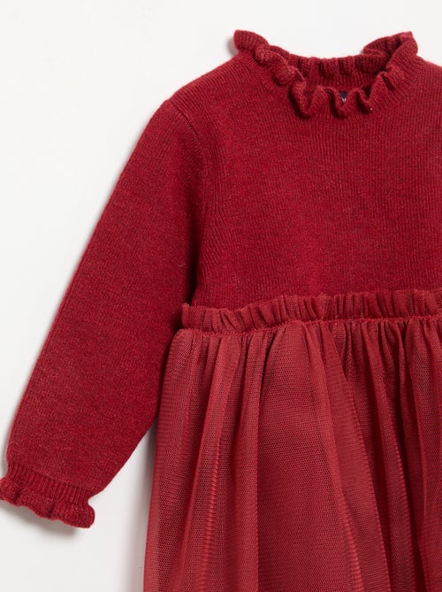 Vestido de manga comprida de malha e tule - Kiabi Vestido de manga comprida de malha e tule - Kiabi