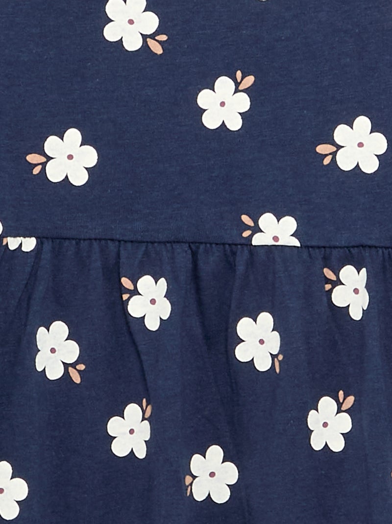 Vestido de manga comprida em jérsei de algodão Azul - Kiabi