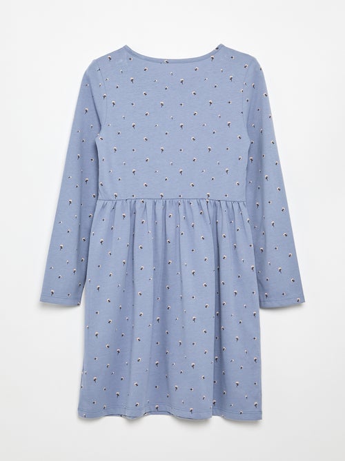 Vestido de manga comprida em jérsei de algodão - Kiabi