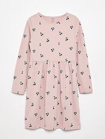 Vestido de manga comprida em jérsei de algodão