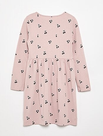 Vestido de manga comprida em jérsei de algodão