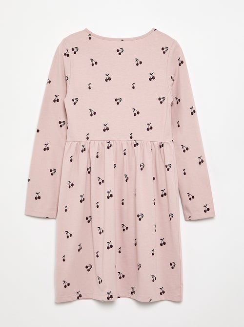 Vestido de manga comprida em jérsei de algodão - Kiabi
