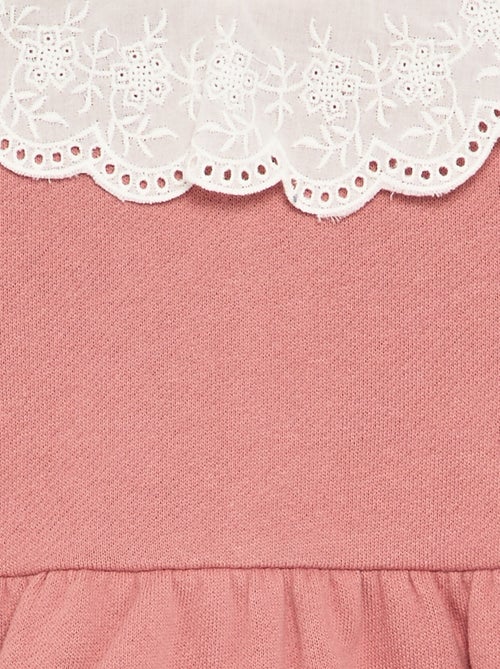 Vestido de manga comprida em moletão com gola bordada - Kiabi Vestido de manga comprida em moletão com gola bordada - Kiabi