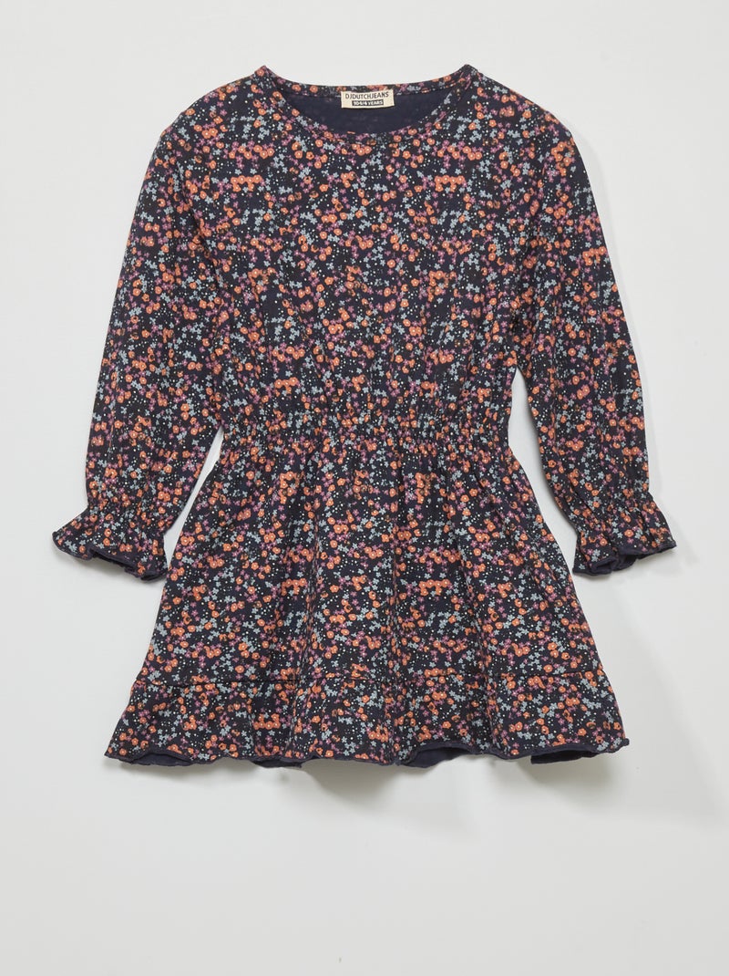Vestido de manga comprida florido AZUL - Kiabi