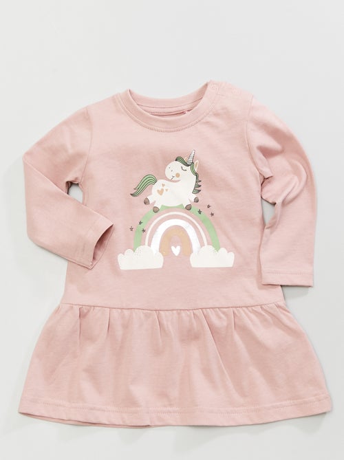 Vestido de manga comprida 'Unicórnio' - Kiabi