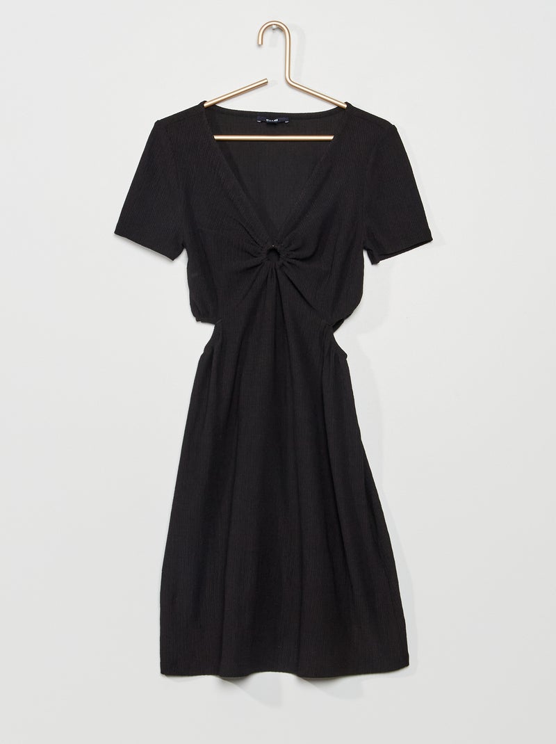 Vestido de manga curta - liso - preto Preto - Kiabi